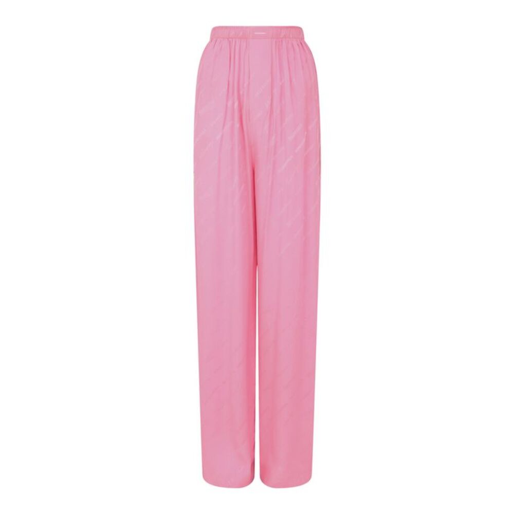 Balenciaga Logomania Silk Jacquard Pyjama Pants Pink Womens